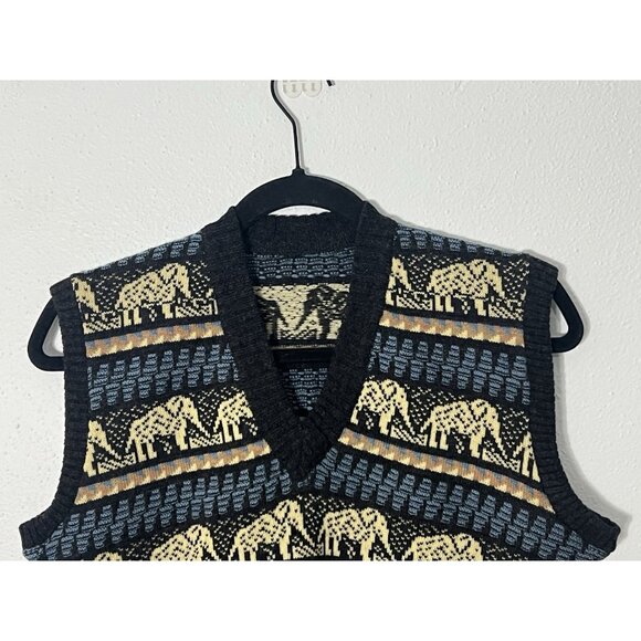Handmade Knit Elephant Sweatervest Size Small - Picture 2 of 8